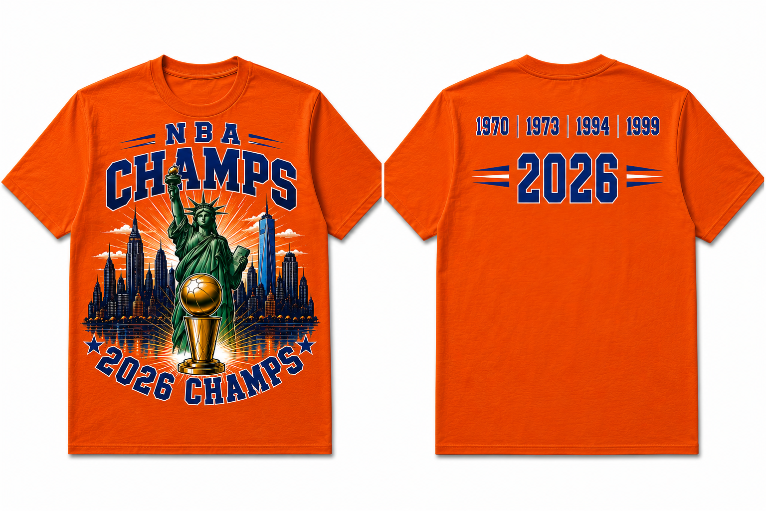 2026 Basketball Champs Liberty Skyline Graphic Tee – NY Orange Championship Shirt